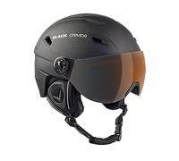 BLACK CREVICE Casque Ski Silvretta I Casque Ski avec visière Style Pilote I différentes Couleurs I Casque Ski Hommes & Femmes I Casque en Polycarbonate I Casque (S, Noir/Blanc)