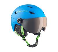 BLACK CREVICE Casque Ski Silvretta I Casque Ski avec visière Style Pilote I différentes Couleurs I Casque Ski Hommes & Femmes I Casque en Polycarbonate I Casque (M, Bleu/Vert)