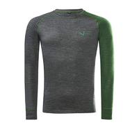 Black Crevice Damen Langarmshirt Aus Merino Wolle sous-vêtement Fonctionnel. Homme, Anthracite/Vert forêt, XXL