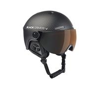 Black Crevice Gstaad I Casque de Ski avec visière I pour Homme et Femme I Casque de Ski en Polycarbonate Respirant Taille réglable Noir Carbon/Visière Orange 51-53 cm
