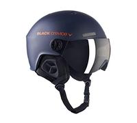 Black Crevice Gstaad I Casque de Ski avec visière I pour Homme et Femme I Casque de Ski en Polycarbonate Respirant Taille réglable (Bleu Marine/Orange, S/M (54-57 cm)