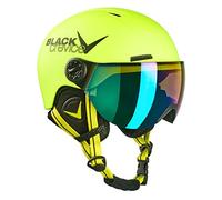 BLACK CREVICE Kids Ski Helmet Leogang I Casque de Ski avec visière Style Pilote différentes Couleurs I Casque de Snowboard pour garçons & Filles I Casque de Ski (52-54, Néon Giallo)