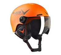 BLACK CREVICE Kids Ski Helmet Leogang I Casque de Ski avec visière Style Pilote différentes Couleurs I Casque de Snowboard pour garçons & Filles I Casque de (52-54, Orange/Mat Noir)