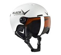 BLACK CREVICE Kids Ski Helmet Leogang I Casque de Ski avec visière Style Pilote différentes Couleurs I Casque de Snowboard pour garçons & Filles I (48-52, Blanc Carbone/Mat Noir)