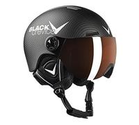 BLACK CREVICE Kids Ski Helmet Leogang I Casque de Ski avec visière Style Pilote différentes Couleurs I Casque de Snowboard pour garçons & Filles I (52-54, Noir Carbone Mat/Blanc)
