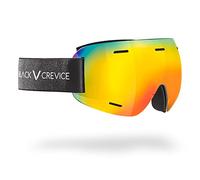 Black Crevice Lunettes de ski ÖTSCHER I Lunettes de ski avec étui I Lunettes de ski pour homme et femme avec double vitre incassable I Lunettes de ski unisexes avec design sans cadre I Verres