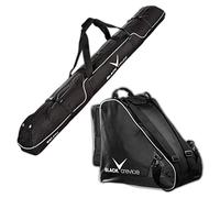Black Crevice Set de Sacs de Ski I Set Combi I Robustes 600D/PVC I avec bandoulière I Sac de Ski : 180x20x20cm I Sac de Chaussures de Ski : 43x27x42cm