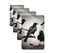 Black Crow Birds On A Branch Lot de 4 désodorisants de voiture amusants à suspendre pour voiture, mignon, durable, parfumé, miroir, ornements, cadeau pour homme et femme, rectangulaire