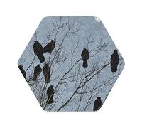 Black Crow Birds Print Leather Coasters Set de 4, sous-Verres à café et à thé, sous-Verres à Boissons Chaudes, Quatre Formes au Choix