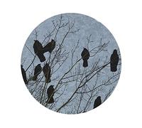 Black Crow Birds Print Leather Coasters Set de 4, sous-Verres à café et à thé, sous-Verres à Boissons Chaudes, Quatre Formes au Choix