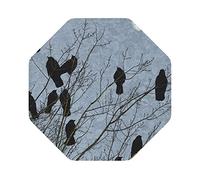 Black Crow Birds Print Leather Coasters Set de 6, sous-Verres à café et à thé, sous-Verres à Boissons Chaudes, Quatre Formes au Choix