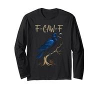 Black Crow F-Caw-F Full Moon Gothic Black Bird Humour Adulte Manche Longue
