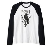 Black Crow F-Caw-F Full Moon Gothic Black Bird Humour Adulte Manche Raglan