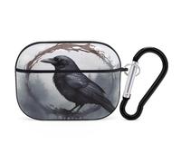 Black Crow - Organiseur pour écouteurs Airpods Pro 2ème génération - Housse de protection antichoc avec mousqueton et clip anti-chute - Noir