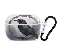 Black Crow Organiseur pour écouteurs Airpods Pro résistant aux chocs avec mousqueton anti-chute pour Airpods Pro 2ème génération, blanc
