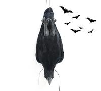 Black Crows Décoration d'Halloween | Statue de corbeau de jardin grandeur nature | Accessoires gothiques d'Halloween pour patios, porches, terrasses, cour, décoration de maison hantée, bal masqué de
