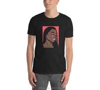 Black Crying Comic Girl Unisex T-Shirt Sad Woman African American Pop Art Model Top Harajuku Short Sleeve Shirt Tees Black Manches Courtes(Large)