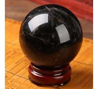 Black Crystal Ball with Stand Crystal Sphere Balls for Witchcraft and Decorative Balls,Black crystal-11cm