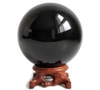 Black Crystal Sphere and Gemstone Ball for, Home Decor, Crystals and Stones,obsidian-13cm