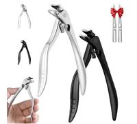 Black Curved Nail Clipper - Ergonomic & Easy for Seniors, Long Handle Toenail Clippers, Angled Head Toe Nail Clippers for Thick Nails for Seniors (Black + Silver)