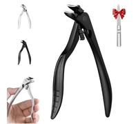 Black Curved Nail Clipper - Ergonomic & Easy for Seniors, Long Handle Toenail Clippers, Angled Head Toe Nail Clippers for Thick Nails for Seniors (Black)