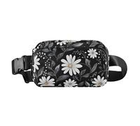 Black Daisy Sac banane tendance pour homme et femme avec sangle réglable pour voyage, vacances, course à pied, Marguerite noire., Taille unique