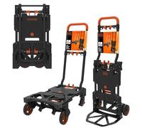 BLACK+DECKER Diable 2-en-1 pliable – Diable 55 kg / Chariot 120 kg – plastique/acier
