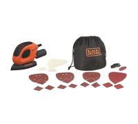 BLACK+DECKER 55W, Ponceuse de détail Mouse - Sac de rangement avec 10 accessoires - BEW230BCA-QS