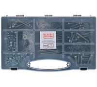 BLACK+DECKER Assortiment de Boulons et Écrous 450 pièces - Ensemble avec Boîte à Vis - Différents Types/Tailles - Acier Inoxydable - Argent