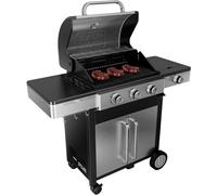 Black+Decker - Barbecue à gaz 3 brûleurs 3,6 kW + latéral 2,1 kW | Grill en fonte | Nettoyage facile | Thermomètre inox | Zone de cuisson modulable | Roulettes pivotantes