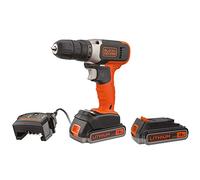 BLACK+DECKER BCD001E2K-QW Perceuse-Visseuse sans fil - 37 Nm - 600 trs-min - 2 Batteries - Livrée en coffret, 18V BCD001E2K-Q
