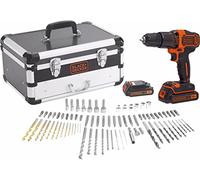 Kit perceuse à percussion sans fil - 18V - BLACK+DECKER - BDC718AS2F-QW - 2 batteries - chargeur - malette + 80 accessoires