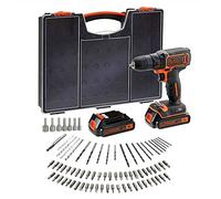 BLACK+DECKER BDC718AS2O-QW Perceuse-Visseuse sans fil - 18 V - 2 batteries 1,5 Ah - 20 250 cps/min - 2 vitesses - 80 accessoires - Livrée en organisateur
