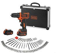 BLACK+DECKER BDCDD12BAFC-QW Perceuse visseuse sans fil - Chargeur inclus - 100 accessoires - Livrée en coffret en métal, 12V, Coffret, 2 Batteries