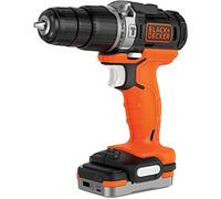 BLACK+DECKER BDCHD12S1-XJ Perceuse à percussion 12V Avec 1 batterie 1,5Ah USB, 18 W, 12 V, Cranberry