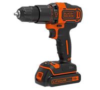 BLACK+DECKER BDCHD18-QW Perceuse à percussion sans fil - 18V - 1,5 Ah - Lithium - 17,5 à 40 Nm - 0-360 et 0-1400 trs/min - 2 vitesses - 1 batterie - Chargeur inclus