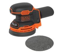 BLACK+DECKER BDCROS18N-XJ Ponceuse excentrique sans fil 18V - Plateau de 125 mm - Vitesse de 12 000 orb/min - Orbite : 1,3 mm, Noir/Orange, Sans batterie ni chargeur