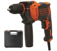 BLACK+DECKER Perceuse à percussion filaire haute performance de 710 W, 0-2800 tr/min, avec 4 forets et boîte de kit, BEH710K-QS