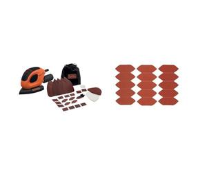 BLACK+DECKER BEW230BCA-QS Ponceuse de détail Mouse filaire - 55W - Plateau Delta & STANLEY - 15 Feuilles abrasifs à doigts velcro - STA32477-XJ, Marron