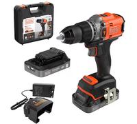 BLACK+DECKER Perceuse Visseuse À Percussion Éco-Responsable 18V Brushless - 2 Batteries 2Ah - En Mallette - BLD683D2XK-QW