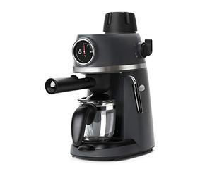 BLACK+DECKER BXCO800E - Cafetière hydro-pression 800W, 3,5 bars, Design moderne avec thermomètre frontal, Buse vapeur, Verseuse en verre, Jusqu'à 4 tasses, Filtre en acier