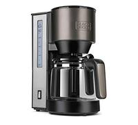 BLACK+DECKER BXCO870E - Cafetière Filtre 870 W, 12 Tasses, Verseuse en Verre, Réservoir 1,25 L, Filtre Permanent, Système Anti-Goutte, Arrêt Automatique, Inox et Noir