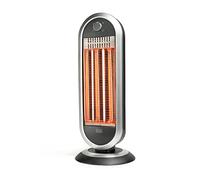 BLACK+DECKER BXCSH900E - Radiateur électrique carbone 900W, 2 puissances de chauffage, Surface jusqu'à 10m2, Systéme de sécurité, Poignée intégrée, Oscillant, gris