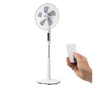 BLACK+DECKER BXEFP50E - Ventilateur sur pied 50W, 110-115cm, 3 vitesses, oscillant, tactile, télécommande, minuterie 15h, 3 modes, base ronde