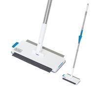 BLACK+DECKER BXFM64539E Balai de nettoyage multifonction 7 en 1 avec brosse de balayage, suceur plat, raclette et plumeau, manche télescopique, tête rotative à 360°, acier inoxydable, 33 x 11 x 135 cm