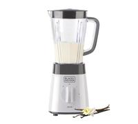 BLACK+DECKER BXJB500E - Blender mixeur 500W, bol en plastique 1.5L, 2 vitesses + Pulse, 4 lames en acier inoxydable, blanc et gris
