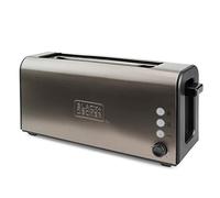 BLACK+DECKER BXTO1000E - Grille-pain 1000W, fente extra longue, 3 fonctions, 7 niveaux de brunissage, fonction STOP, ramasse-miettes, Inox