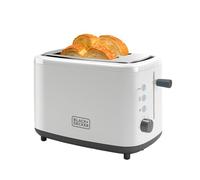 BLACK+DECKER BXTO820E - Grille-Pain 820W, 2 Fentes, 3 Fonctions, 7 Niveaux de brunissage, Fonction Stop, ramasse-miettes, Blanc