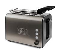 BLACK+DECKER BXTOA900E - Grille-pain 900W, 2 fentes, 3 fonctions, 7 niveaux de brunissage, 2 pinces pour tous types de pain, fonction STOP, ramasse-miettes, Inox