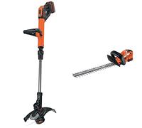 BLACK+DECKER Coupe-Bordures Sans Fil 18V, Coupe-Bordures Electrique 30 cm & Taille-Haies Sans Fil 18V, Taille-Haies Electrique 45 cm avec Batterie 2 Ah, Lame Asymétrique Double Action,Ecartement 18 mm